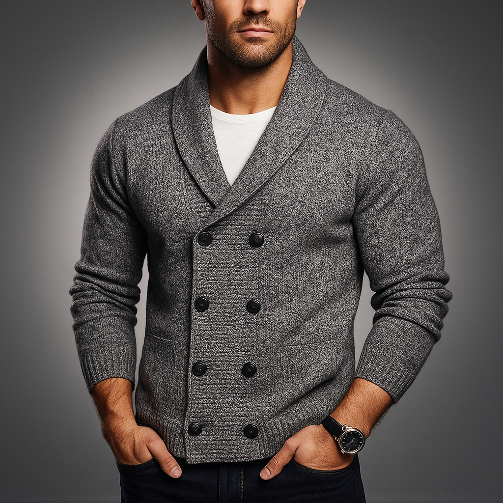 Men's Double-Breasted Cardigan Dark Gray