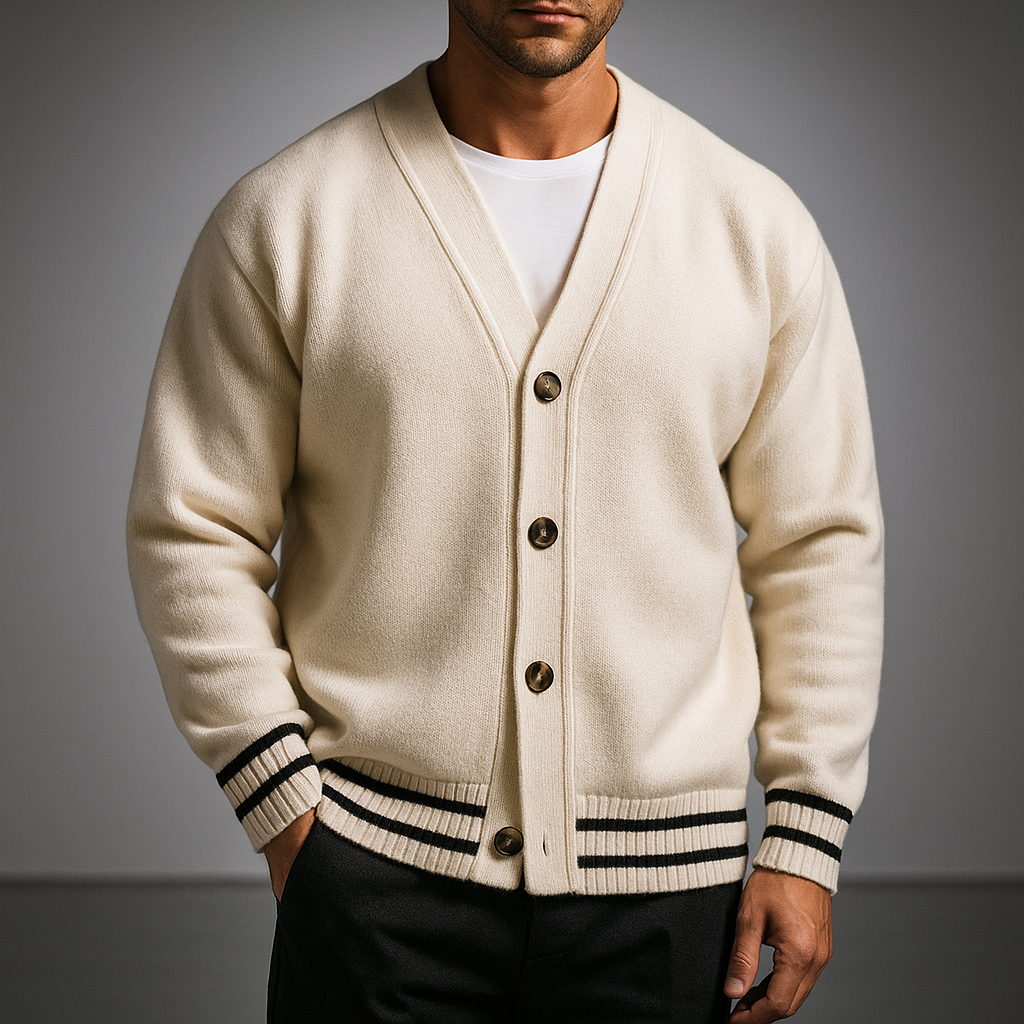 Men's Knit Cardigan - Stylish and Cozy Knitwear White