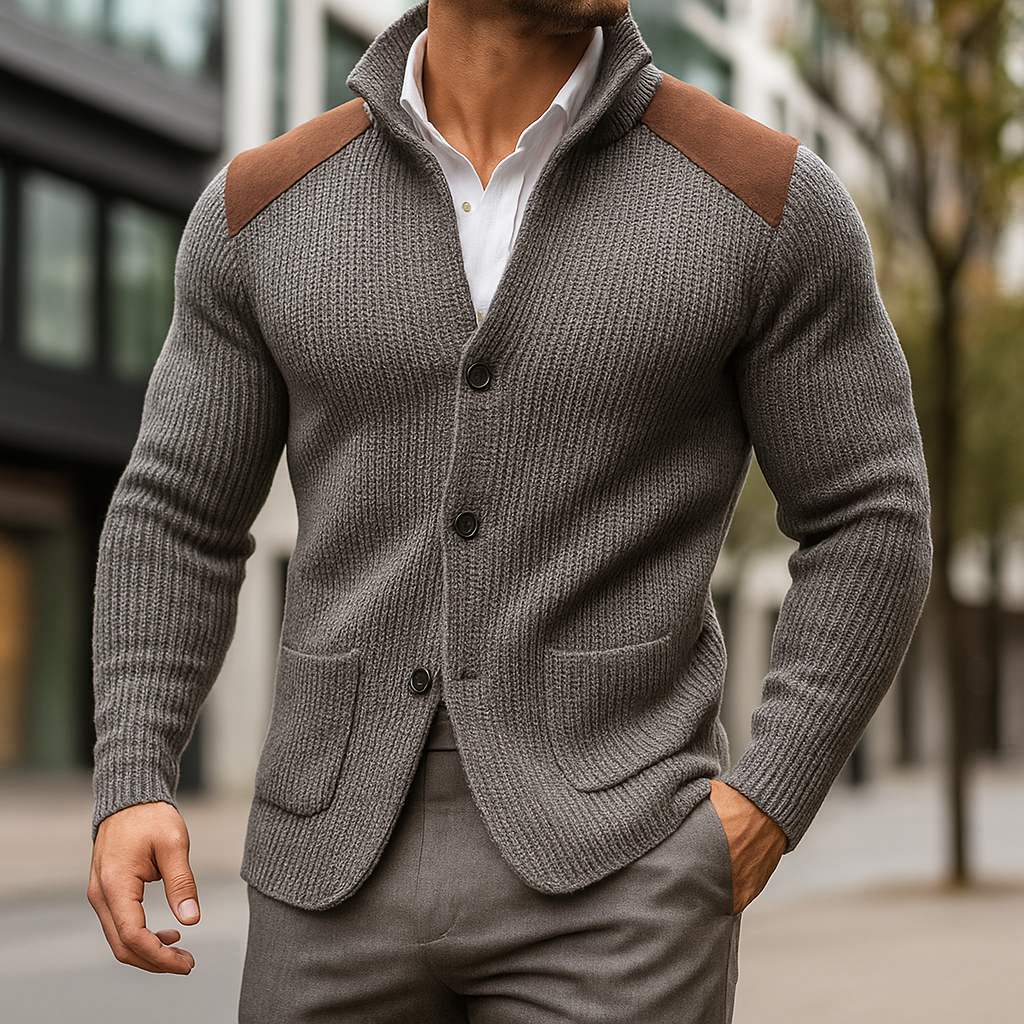 Stylish Men's Knitted Blazer Grey