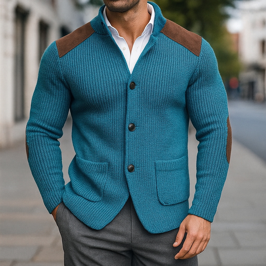 Stylish Men's Knitted Blazer Lake Blue