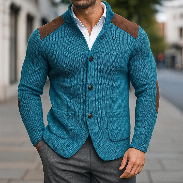 Stylish Men's Knitted Blazer Lake Blue
