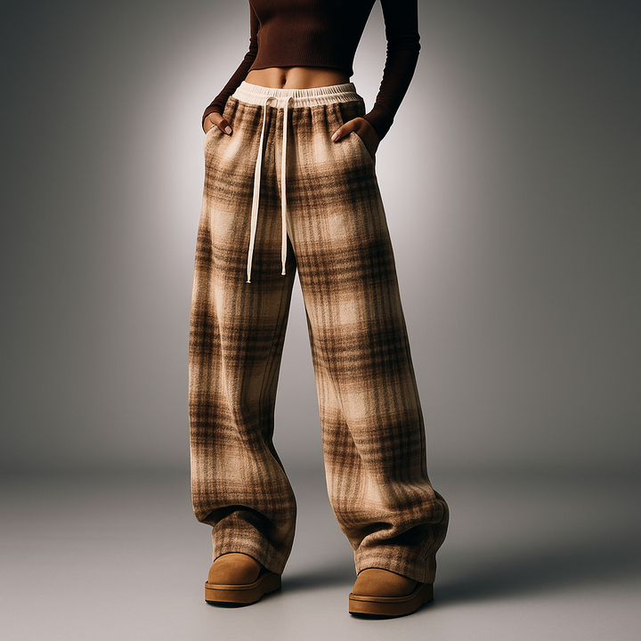 Women's Plaid Pants - Stylish and Comfortable Yellow