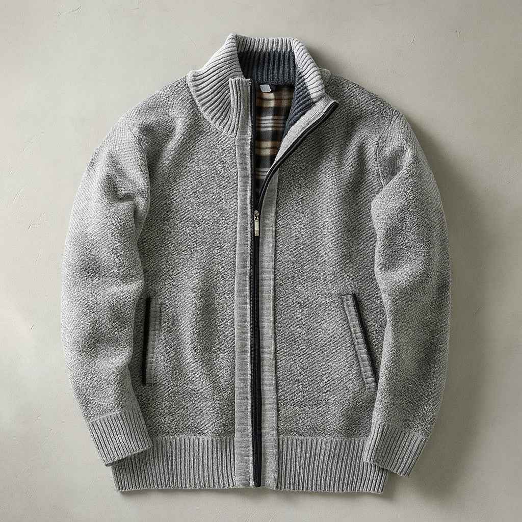 Men's Ashmere Knit Jacket - Stylish & Comfortable Outerwear Gray