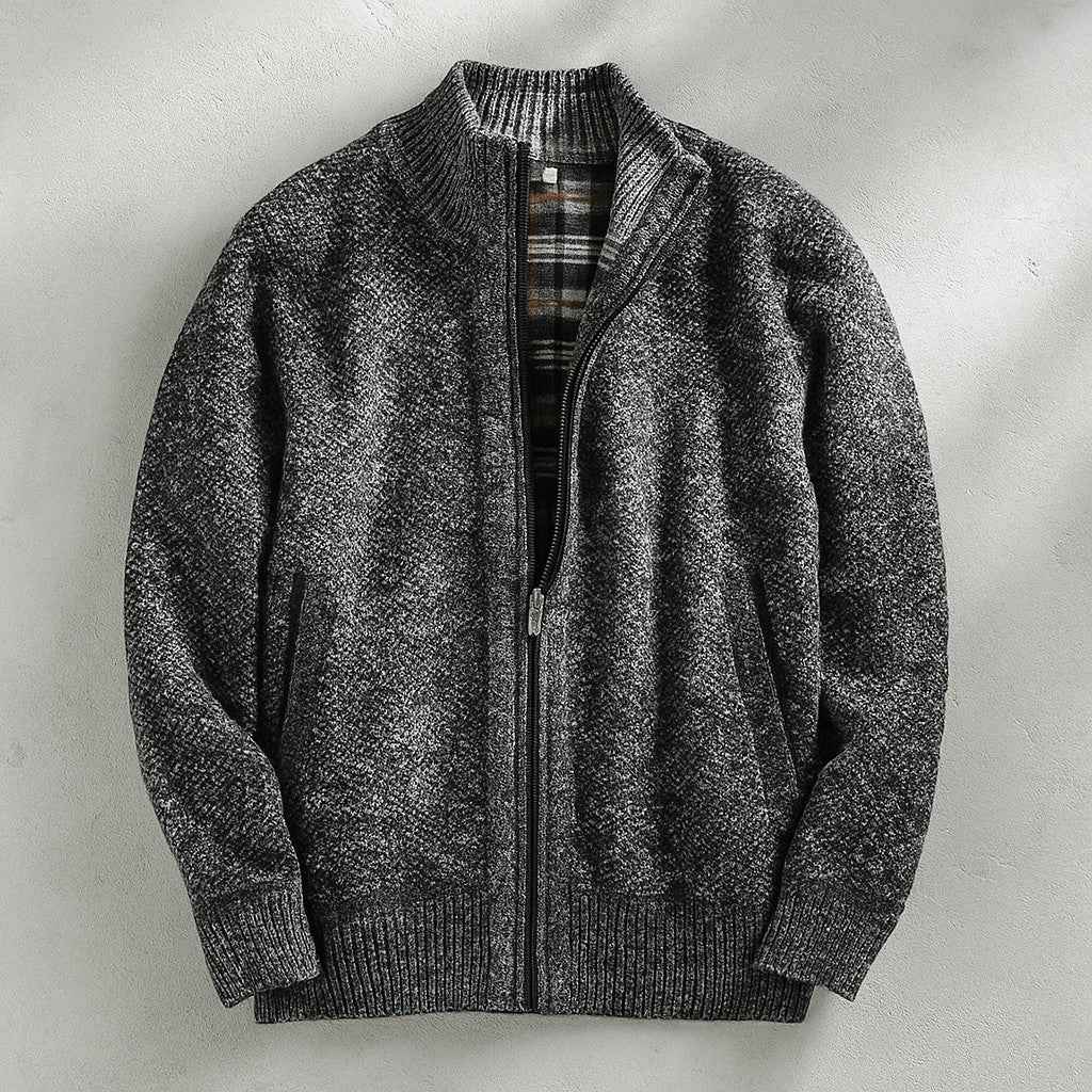 Men's Ashmere Knit Jacket - Stylish & Comfortable Outerwear Dark Gray