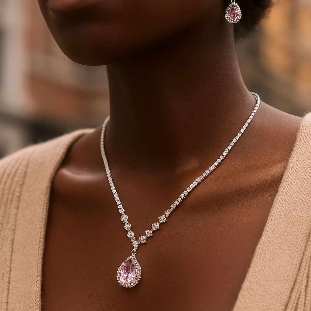 Elegant Valencia Crystal Set Rose Pink
