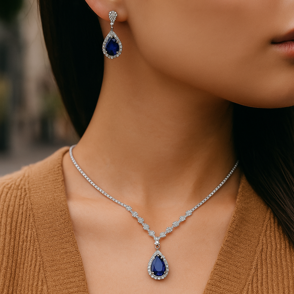 Elegant Valencia Crystal Set Sapphire Blue
