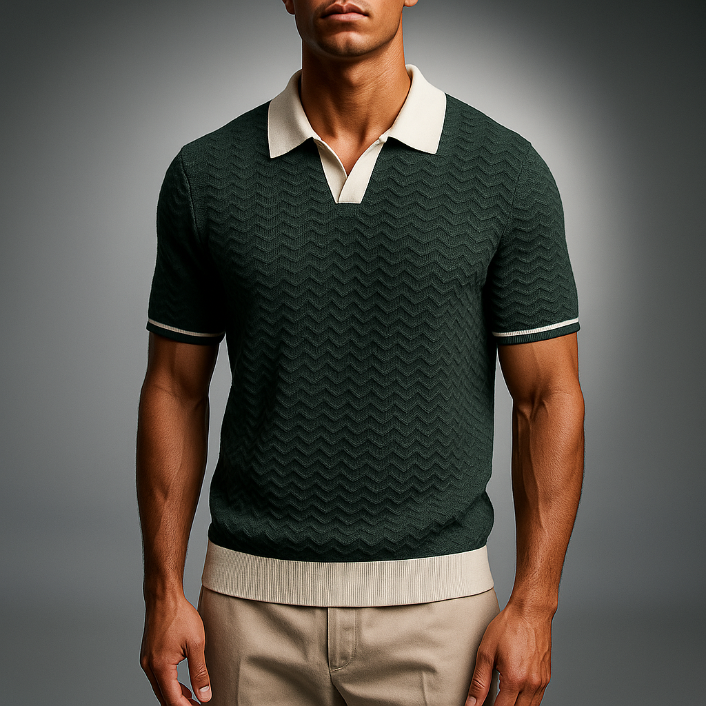 Men's Woven Polo Shirt - Stylish and Comfortable Green
