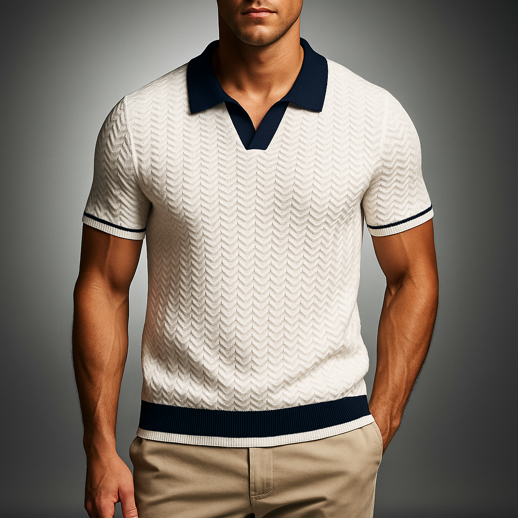 Men's Woven Polo Shirt - Stylish and Comfortable White