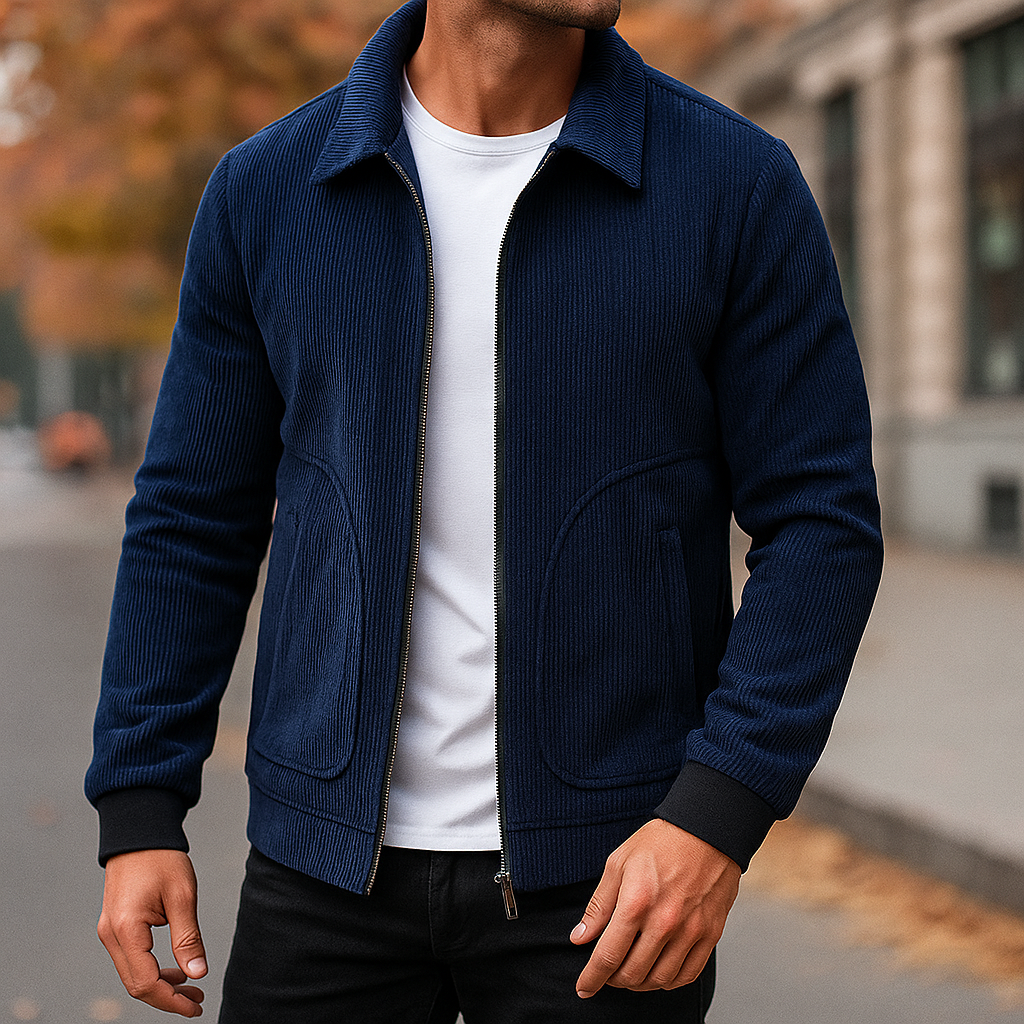 Premium Men’s Corduroy Jacket Navy Blue