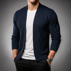 Men's Waffle-Knit Cardigan in Manchester Style Navy Blue