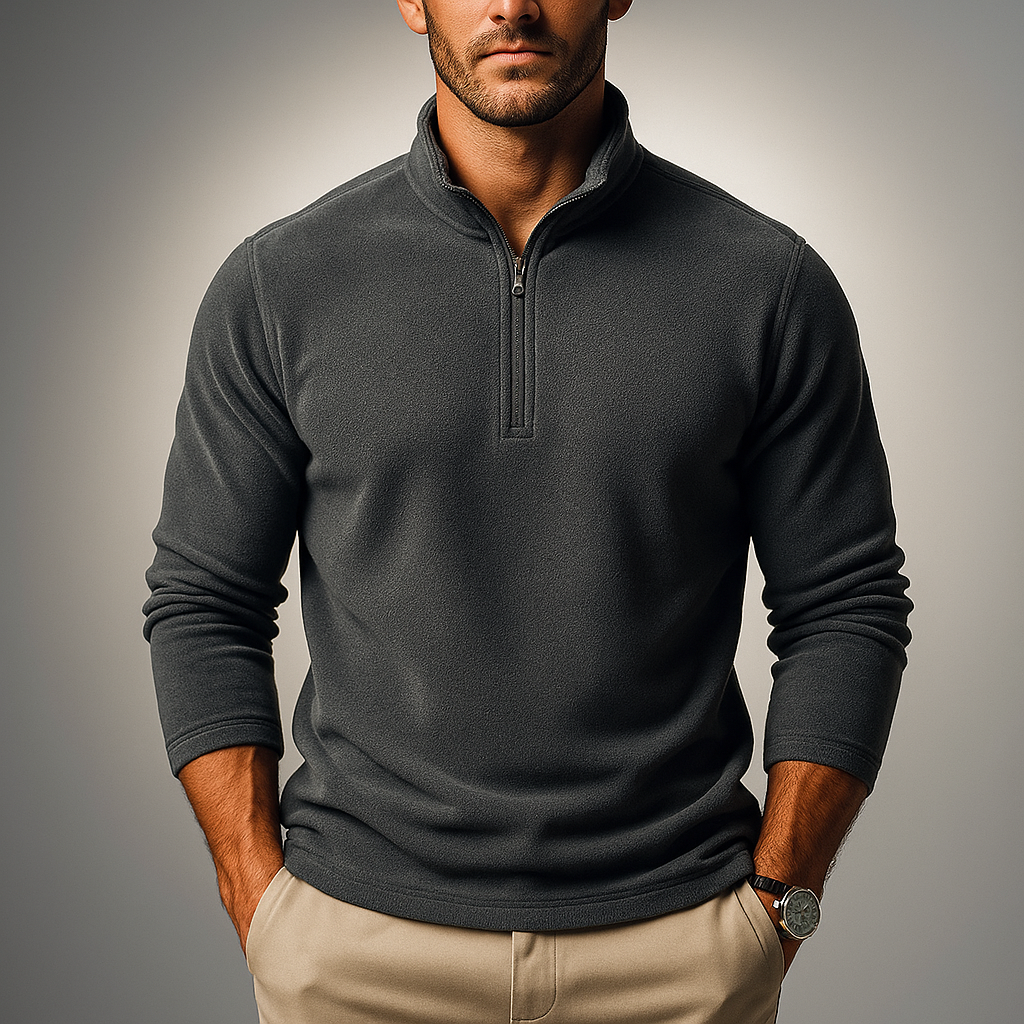 Men's Quarter Zip Pullover - Stylish and Comfortable Gray