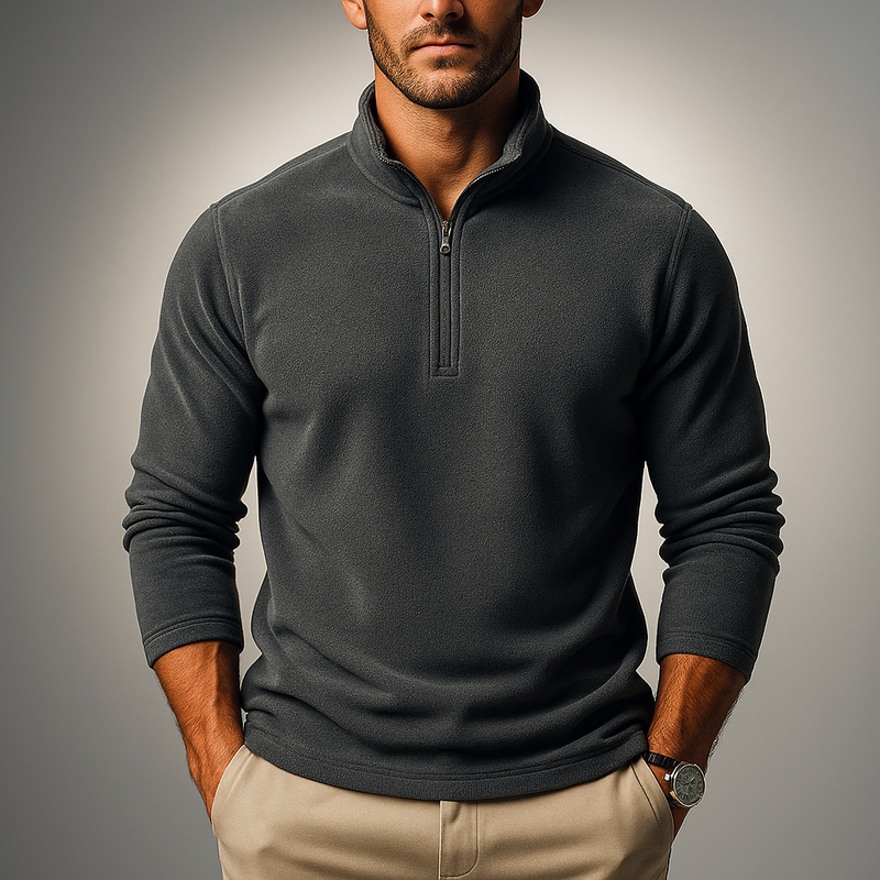 Men's Quarter Zip Pullover - Stylish and Comfortable Gray