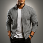 Men's Zip-Up Cardigan - Stylish and Comfortable Light Gray