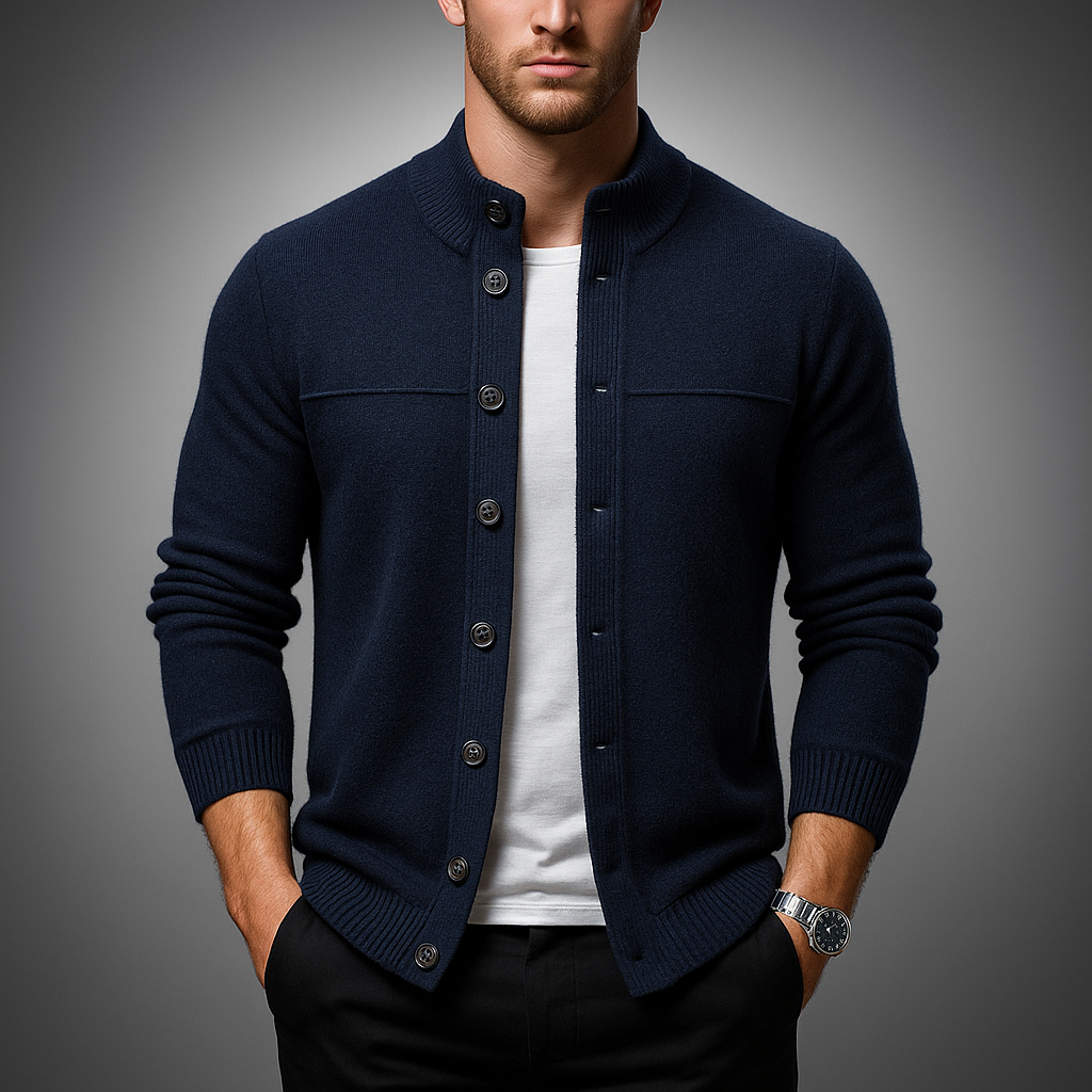 Men's Wool Cardigan - Cozy and Stylish Knitwear Black