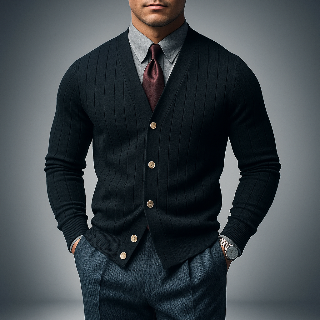 Men's Heritage Cardigan - Classic Knit Style Black