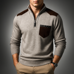 Men's Quarter Zip Pullover - Stylish & Comfortable Light Gray