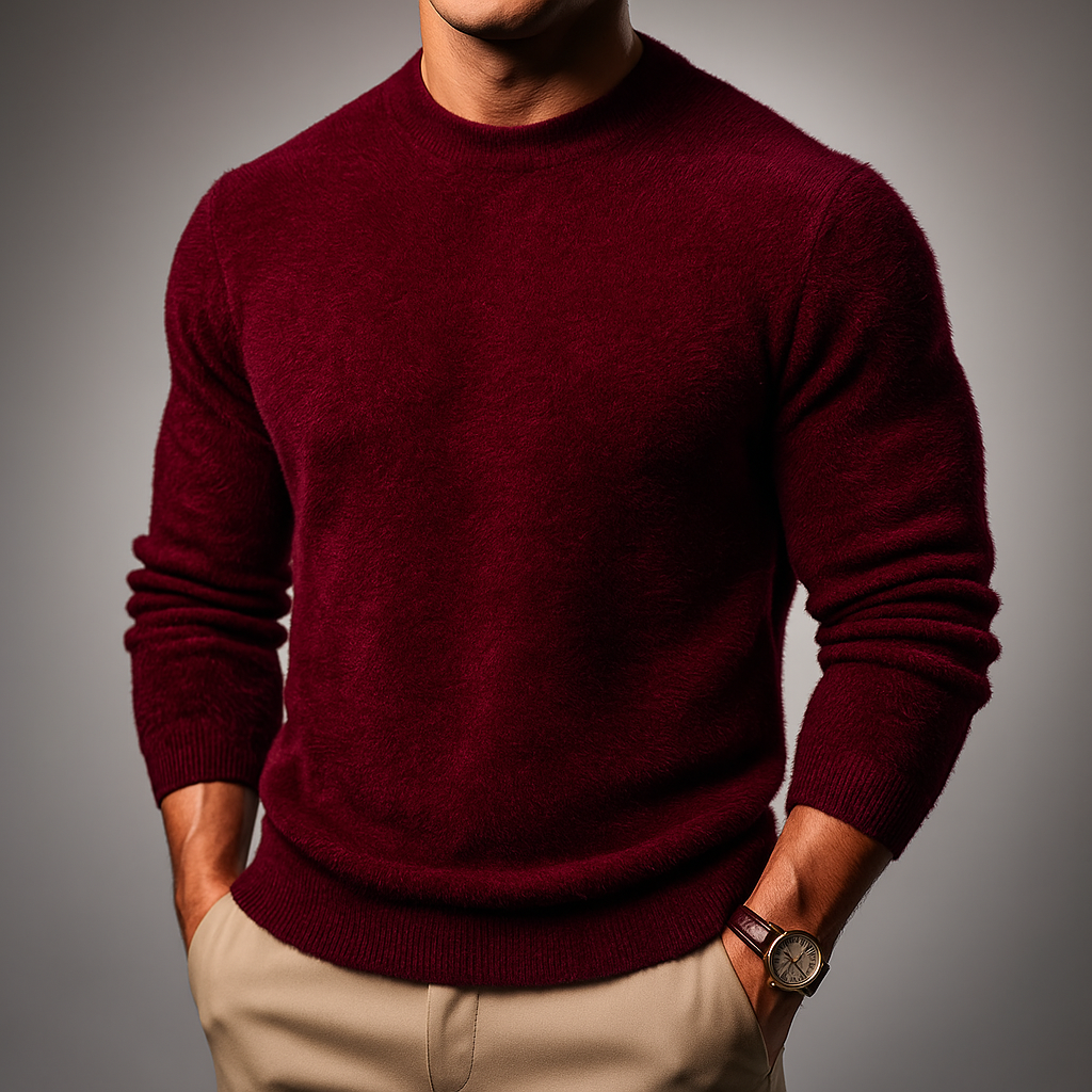 Men's Luxurious Mink Sweater Red