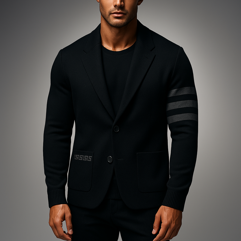 Men's Knit Blazer - Stylish and Comfortable Black
