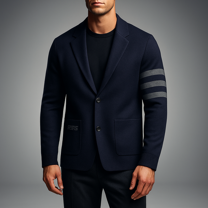 Men's Knit Blazer - Stylish and Comfortable Navy Blue