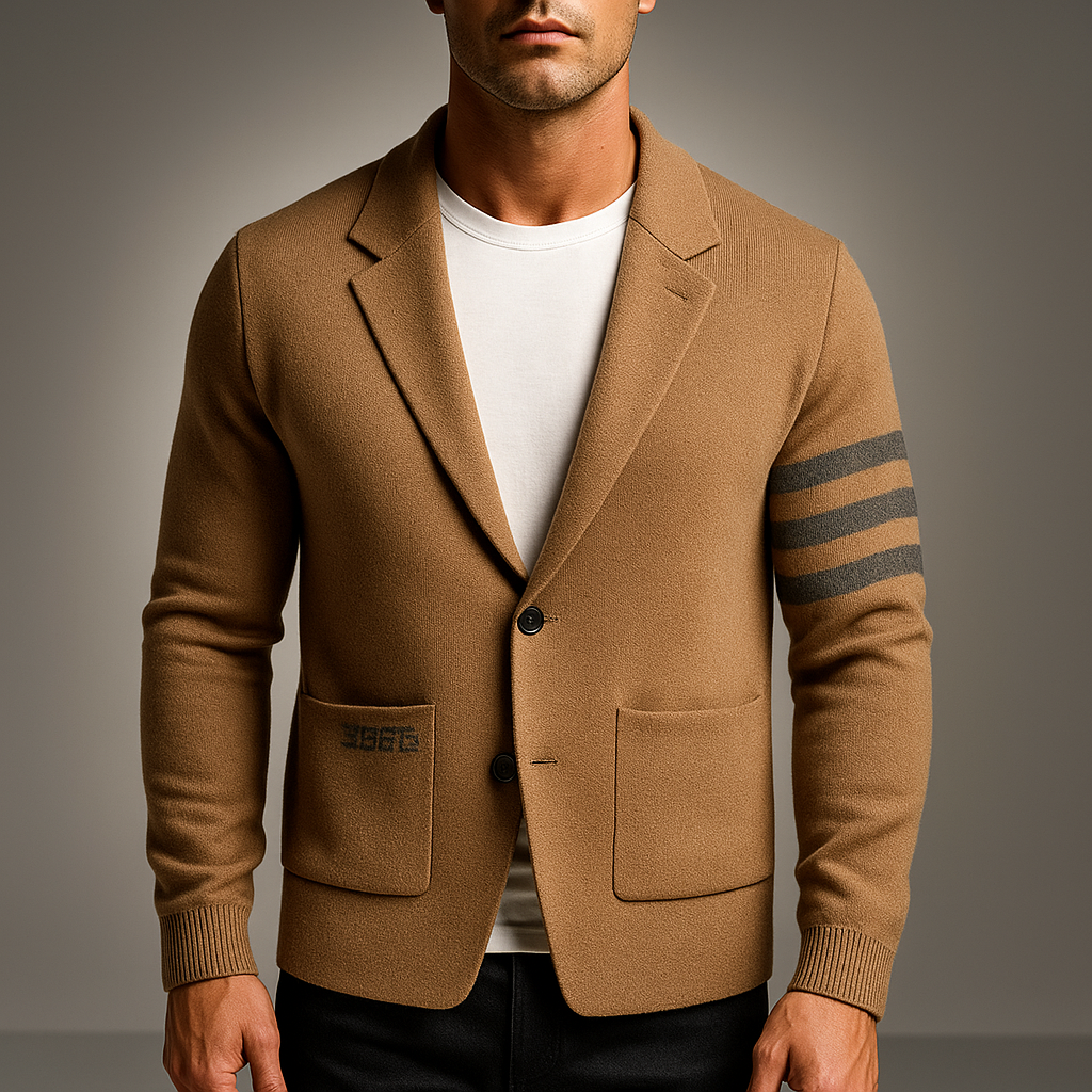 Men's Knit Blazer - Stylish and Comfortable Brown