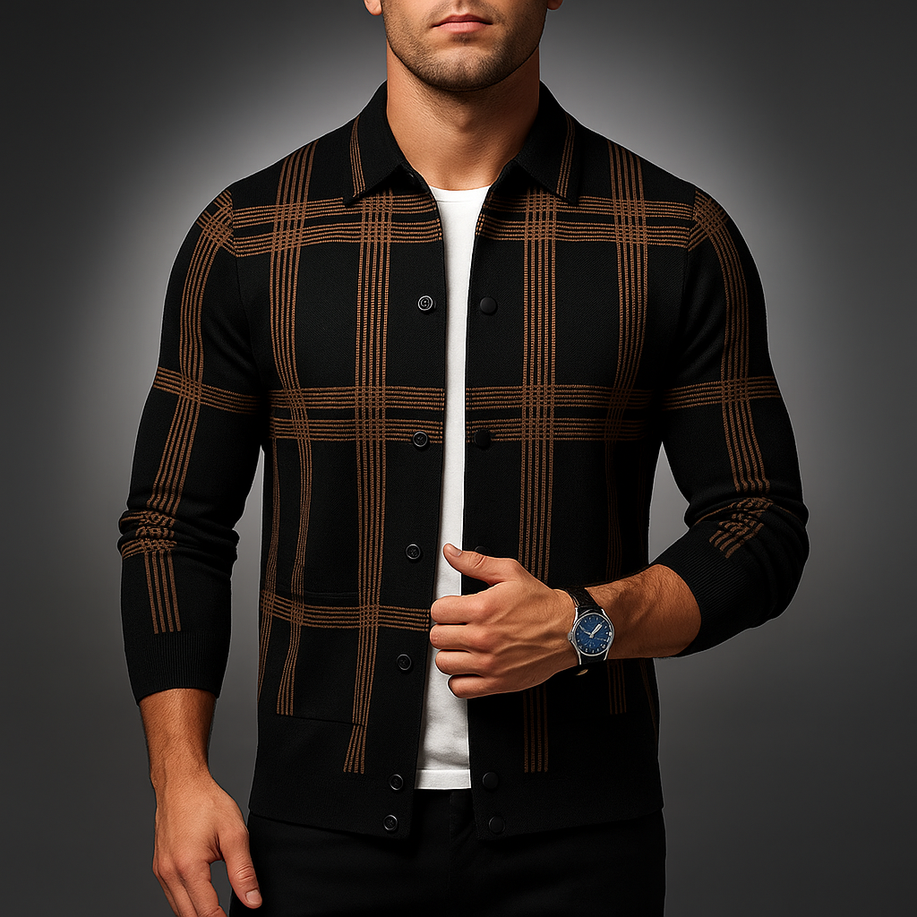 Men's Knit Cardigan - Stylish and Comfortable Layering Piece Black