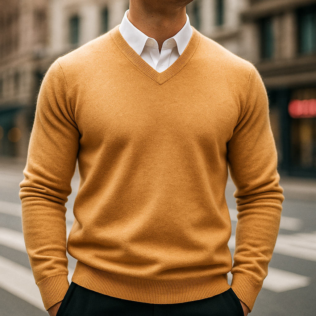 Merino Wool Sweater for Men-Luxurious Warmth & Comfort Orange