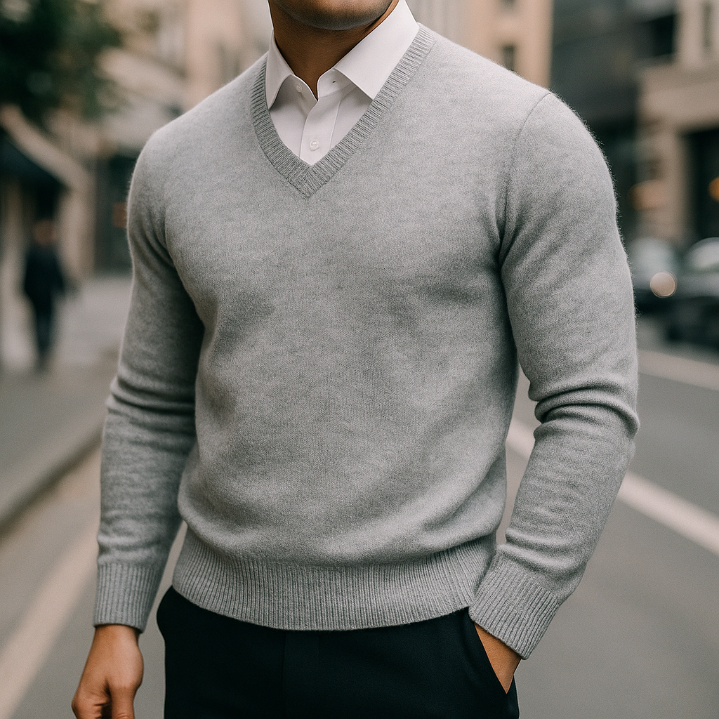 Merino Wool Sweater for Men-Luxurious Warmth & Comfort Light Grey