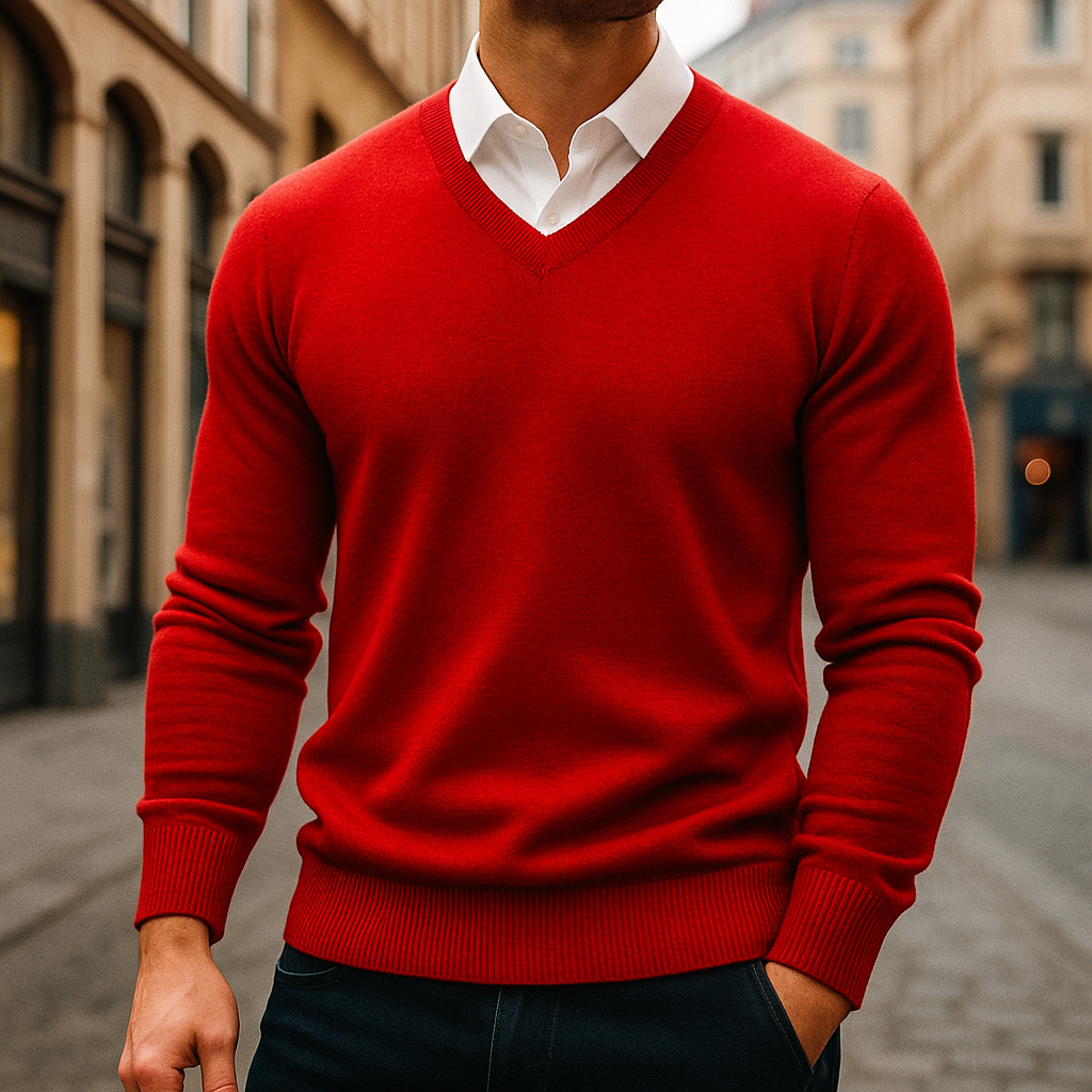 Merino Wool Sweater for Men-Luxurious Warmth & Comfort Red