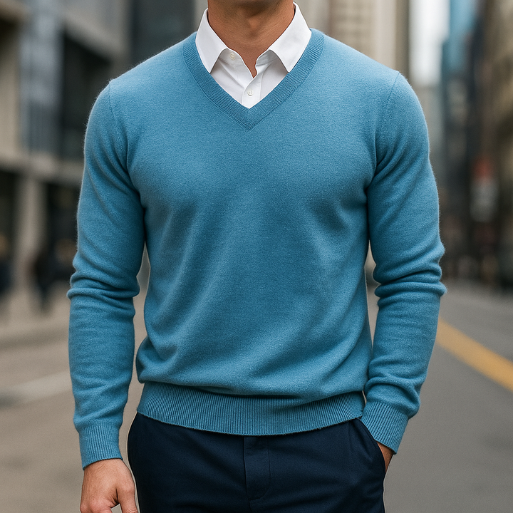 Merino Wool Sweater for Men-Luxurious Warmth & Comfort Sky Blue