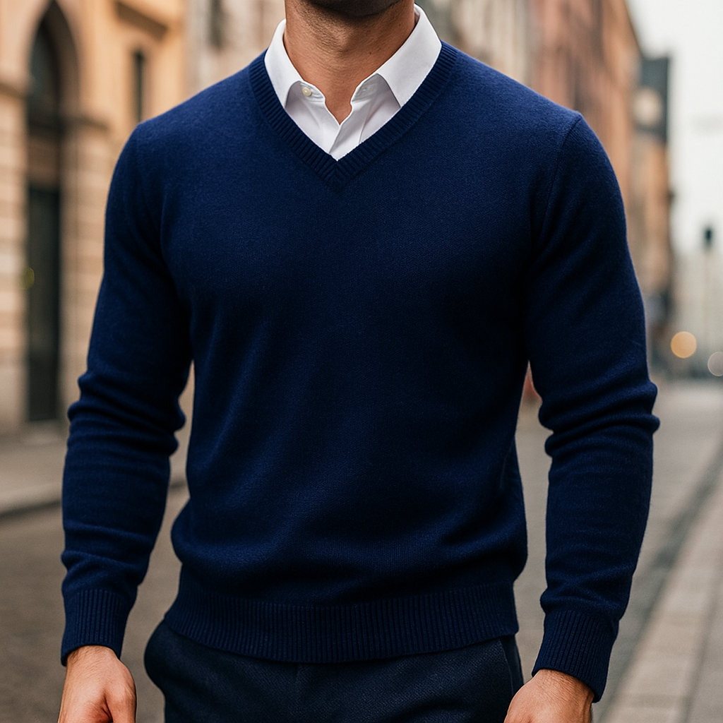 Merino Wool Sweater for Men-Luxurious Warmth & Comfort Navy Blue