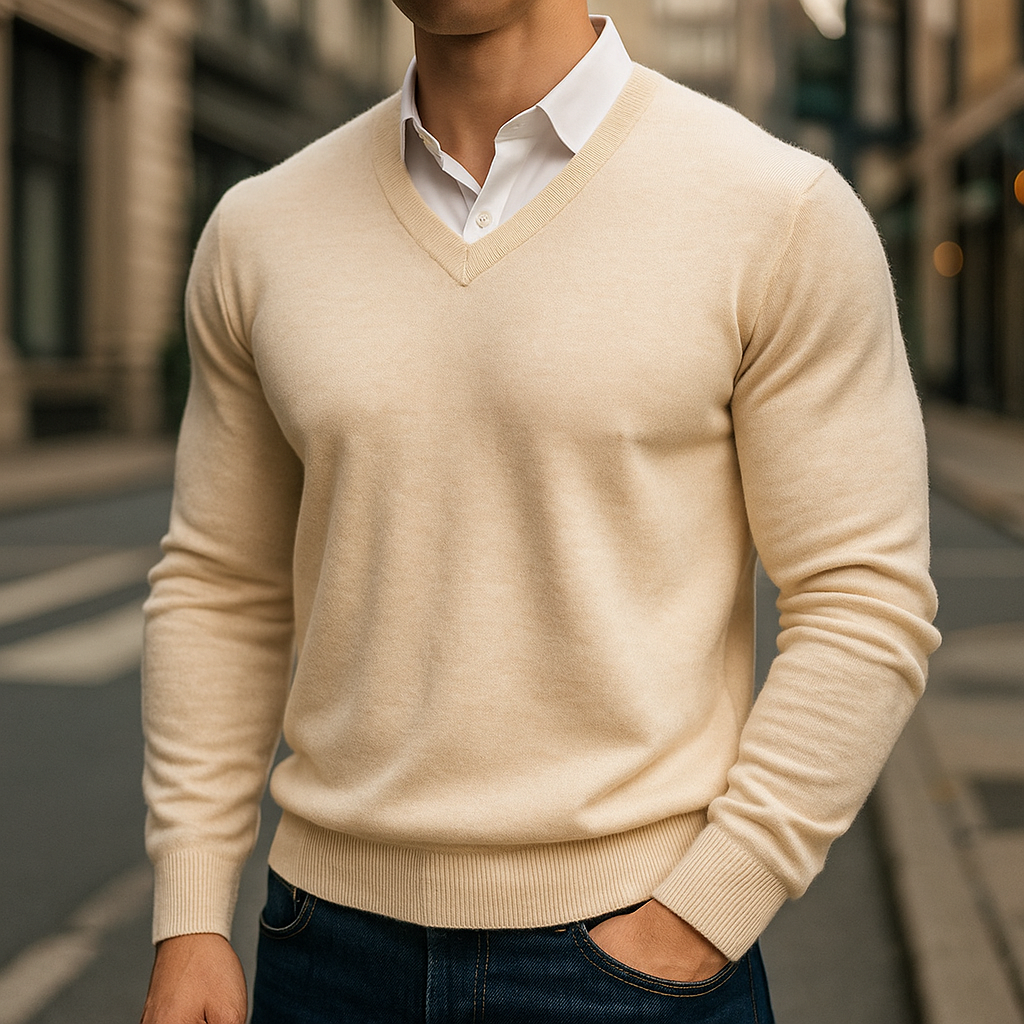 Merino Wool Sweater for Men-Luxurious Warmth & Comfort Beige