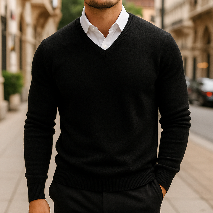 Merino Wool Sweater for Men-Luxurious Warmth & Comfort Black