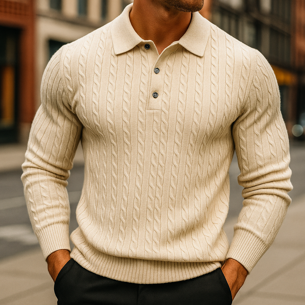 Knitted Wool Polo - Premium Quality Merino Wool Beige