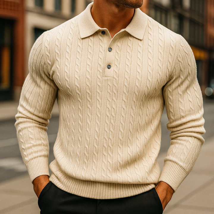 Knitted Wool Polo - Premium Quality Merino Wool Beige