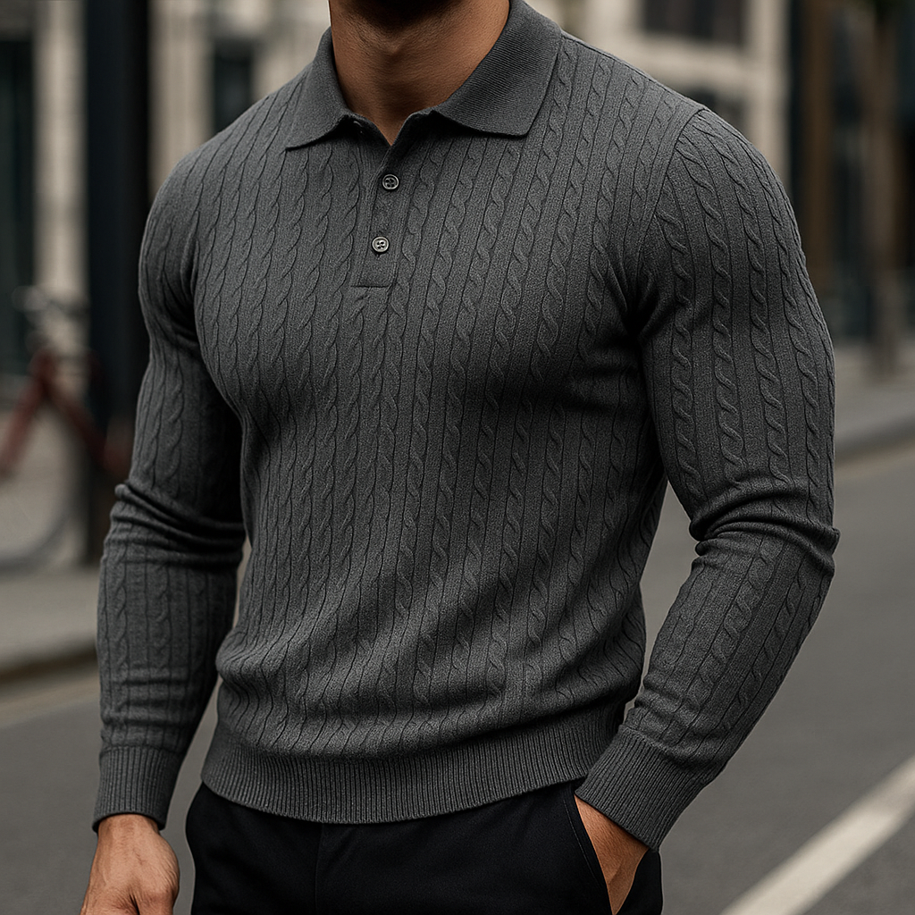 Knitted Wool Polo - Premium Quality Merino Wool Dark Grey