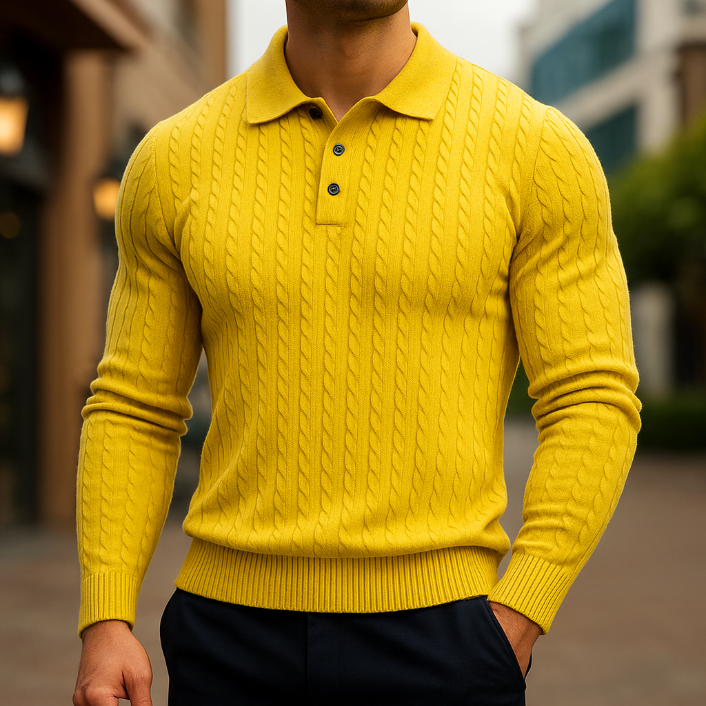 Knitted Wool Polo - Premium Quality Merino Wool Yellow