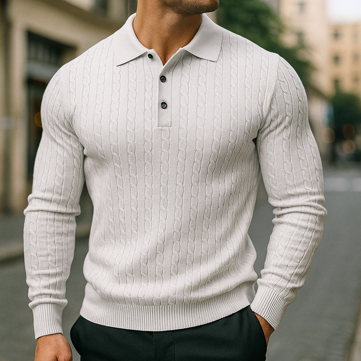 Knitted Wool Polo - Premium Quality Merino Wool Light Grey