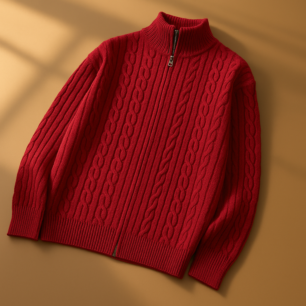 Men's Cable-Knit Zip Cardigan