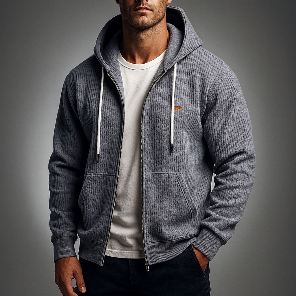 Men's Zip-Up Cardigan - Stylish and Comfortable Gray