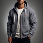 Men's Zip-Up Cardigan - Stylish and Comfortable Gray