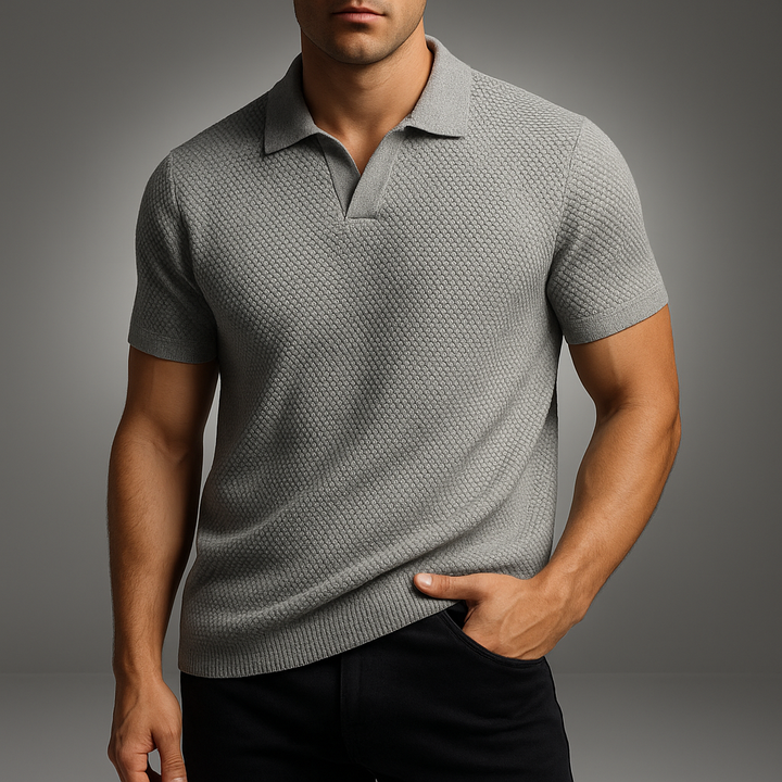 Men's Knit Polo Shirt - Stylish and Comfortable Gray