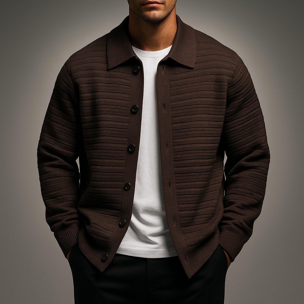 Men's Stylish Matte Knit Cardigan Brown