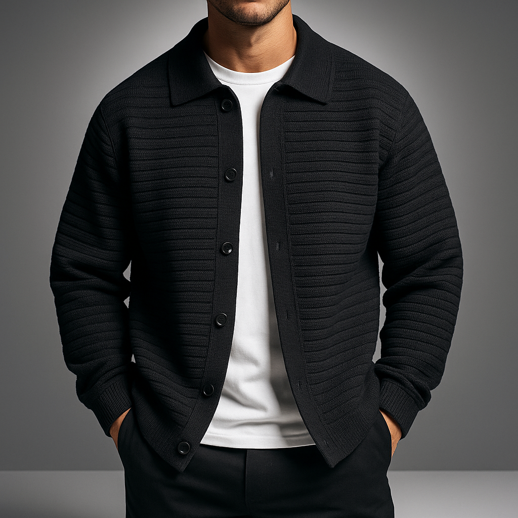 Men's Stylish Matte Knit Cardigan Black