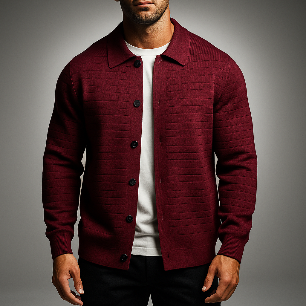 Men's Stylish Matte Knit Cardigan Red