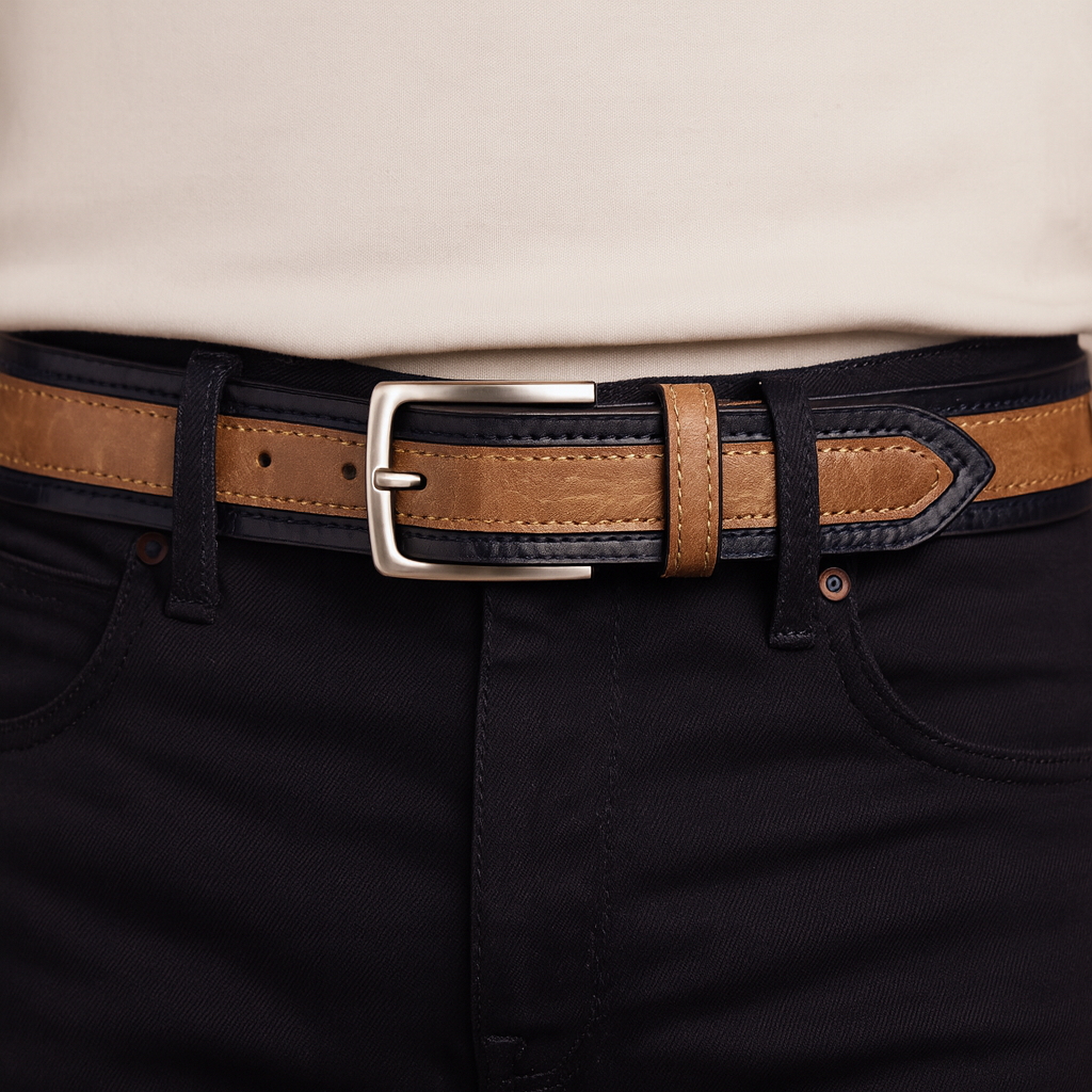 Contrast-Panel Belt with Stylish Design