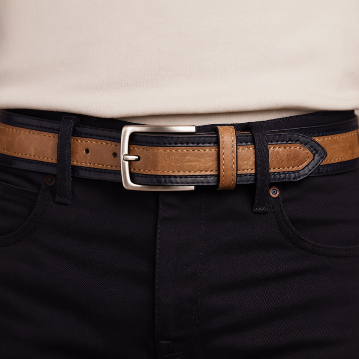 Contrast-Panel Belt with Stylish Design