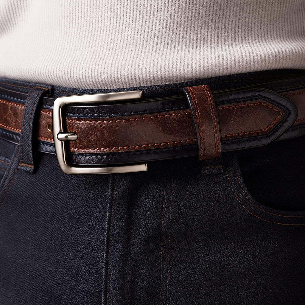 Contrast-Panel Belt with Stylish Design