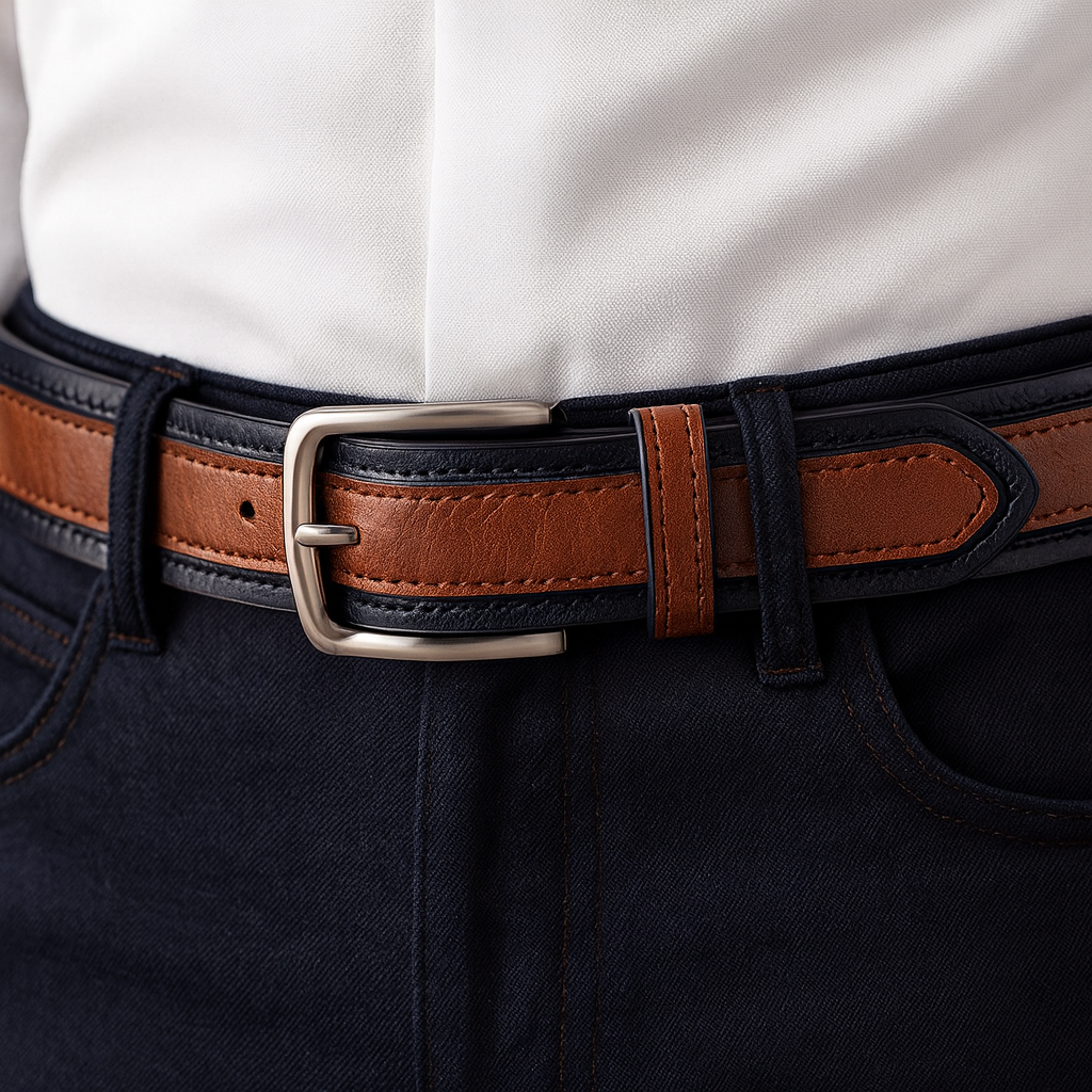 Contrast-Panel Belt with Stylish Design