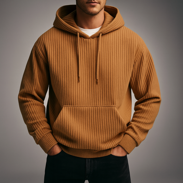 Men's Ribbed Corduroy Hoodie Khaki