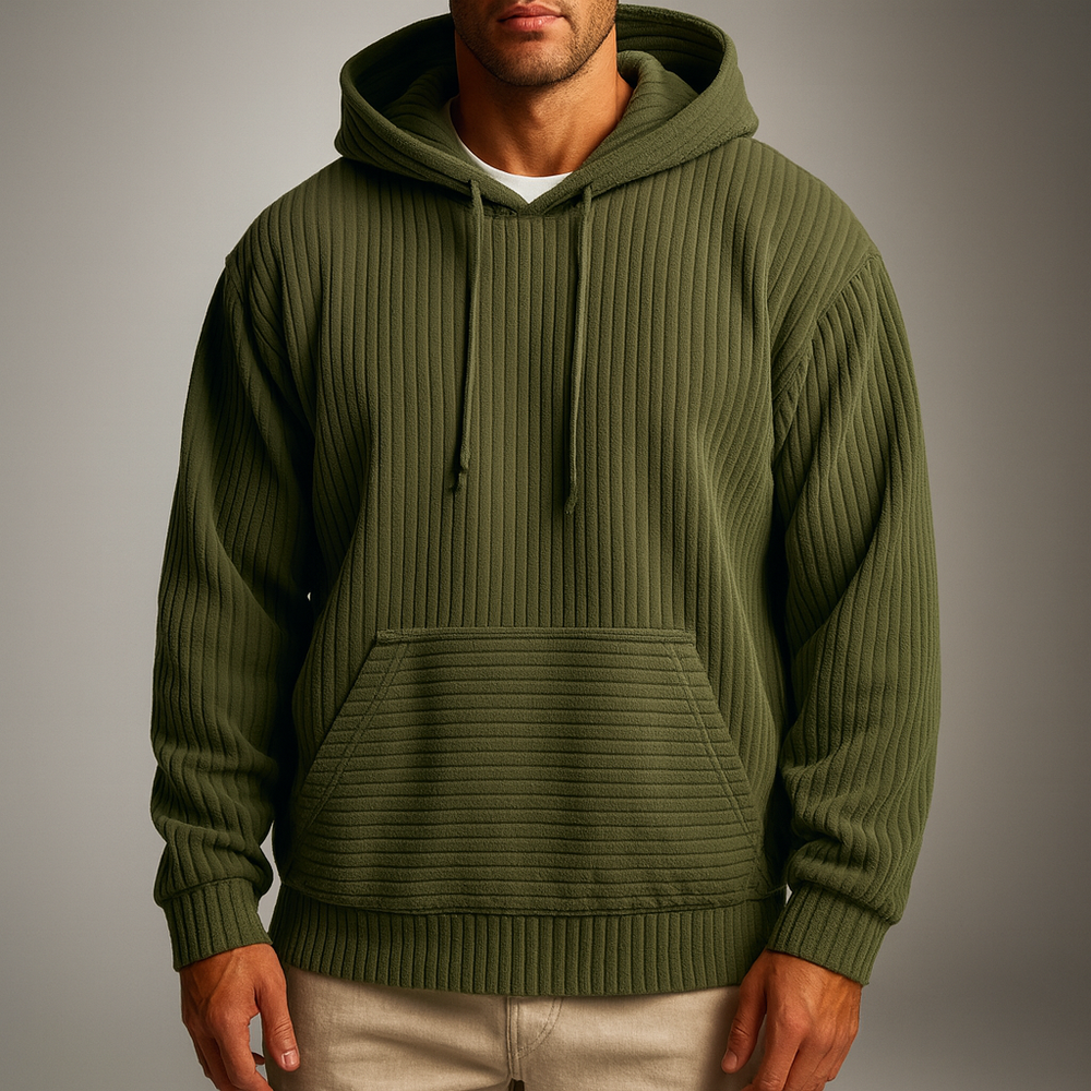 Men's Ribbed Corduroy Hoodie Army Green